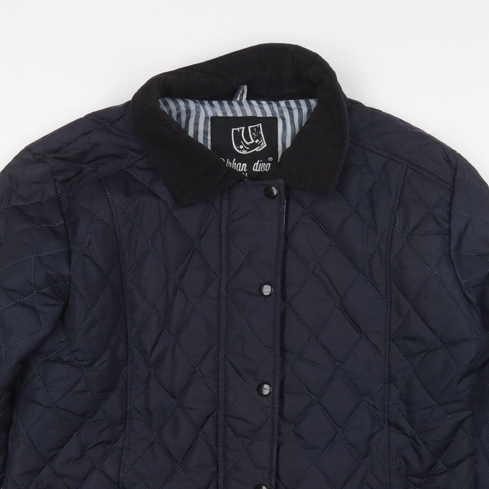 Urban Diva Womens Blue Quilted Coat Size M Snap