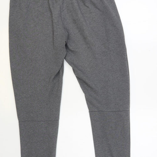 Nike Mens Grey Cotton Jogger Trousers Size M L30 in Regular Drawstring