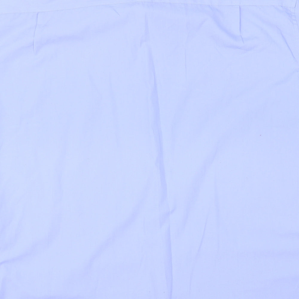 Marks and Spencer Mens Blue Polyester Dress Shirt Size 18.5 Collared Button
