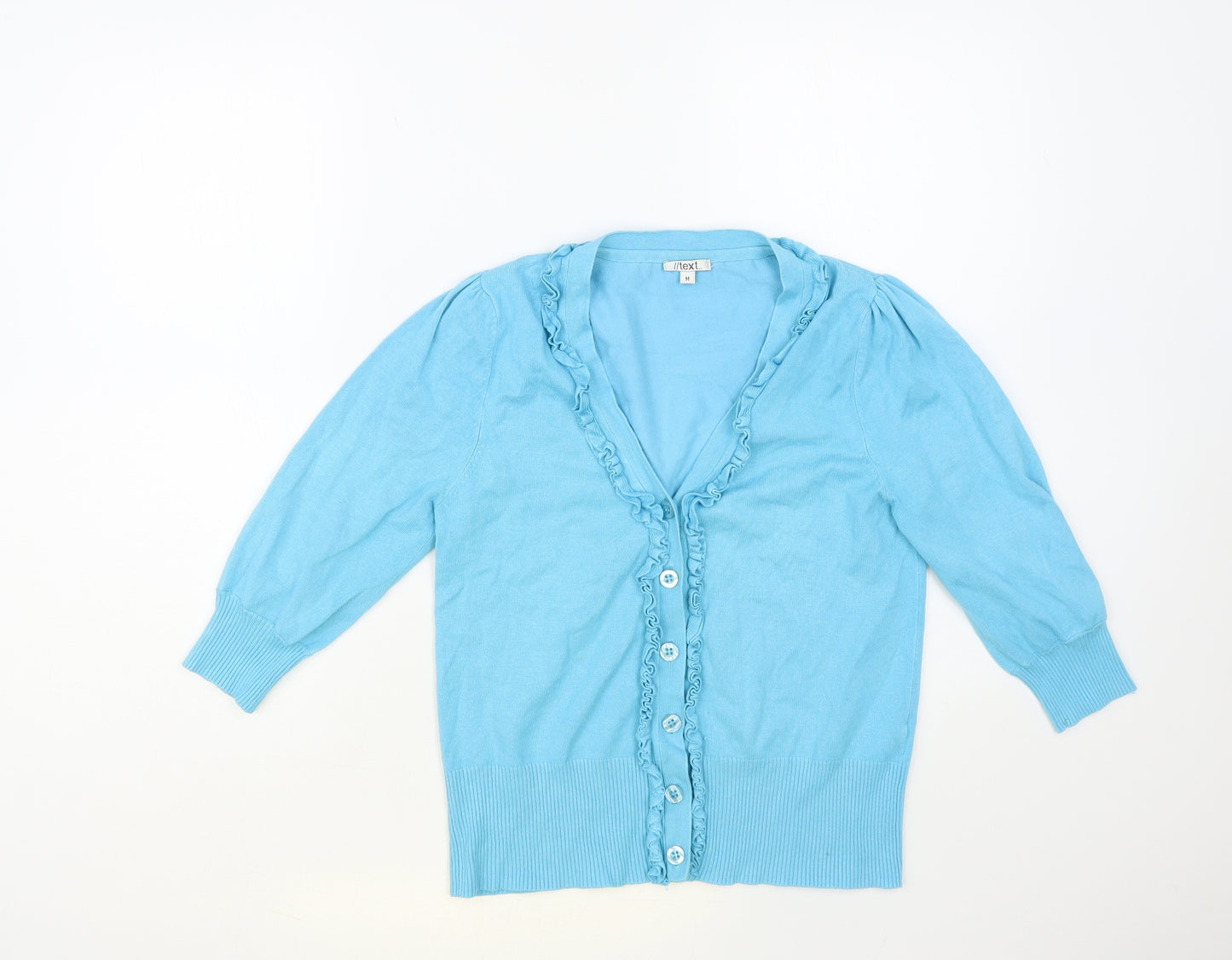 //Text.. Womens Blue V-Neck Viscose Cardigan Jumper Size M