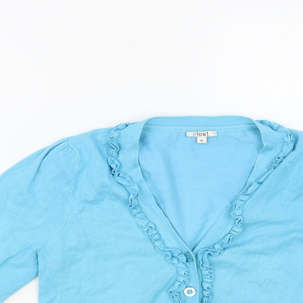 //Text.. Womens Blue V-Neck Viscose Cardigan Jumper Size M
