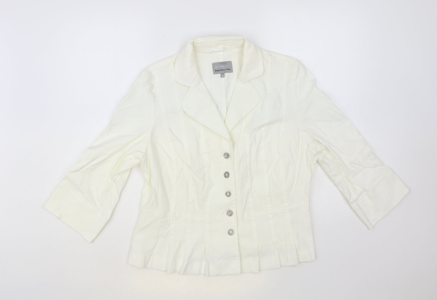 Per Una Womens White Jacket Blazer Size 16 Button - Decorative Buttons