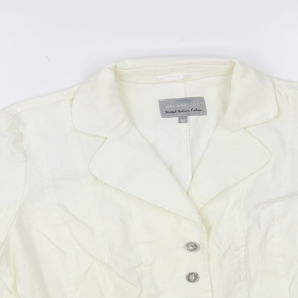 Per Una Womens White Jacket Blazer Size 16 Button - Decorative Buttons