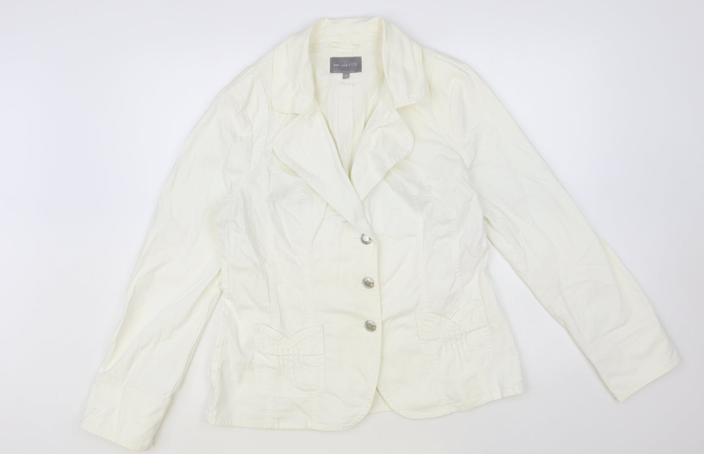 Per Una Womens White Jacket Blazer Size 16 Button