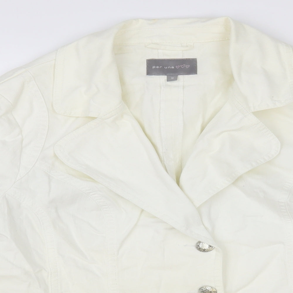 Per Una Womens White Jacket Blazer Size 16 Button