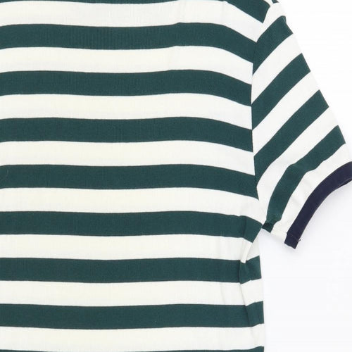 COLLUSION Mens White Striped Cotton T-Shirt Size M Crew Neck