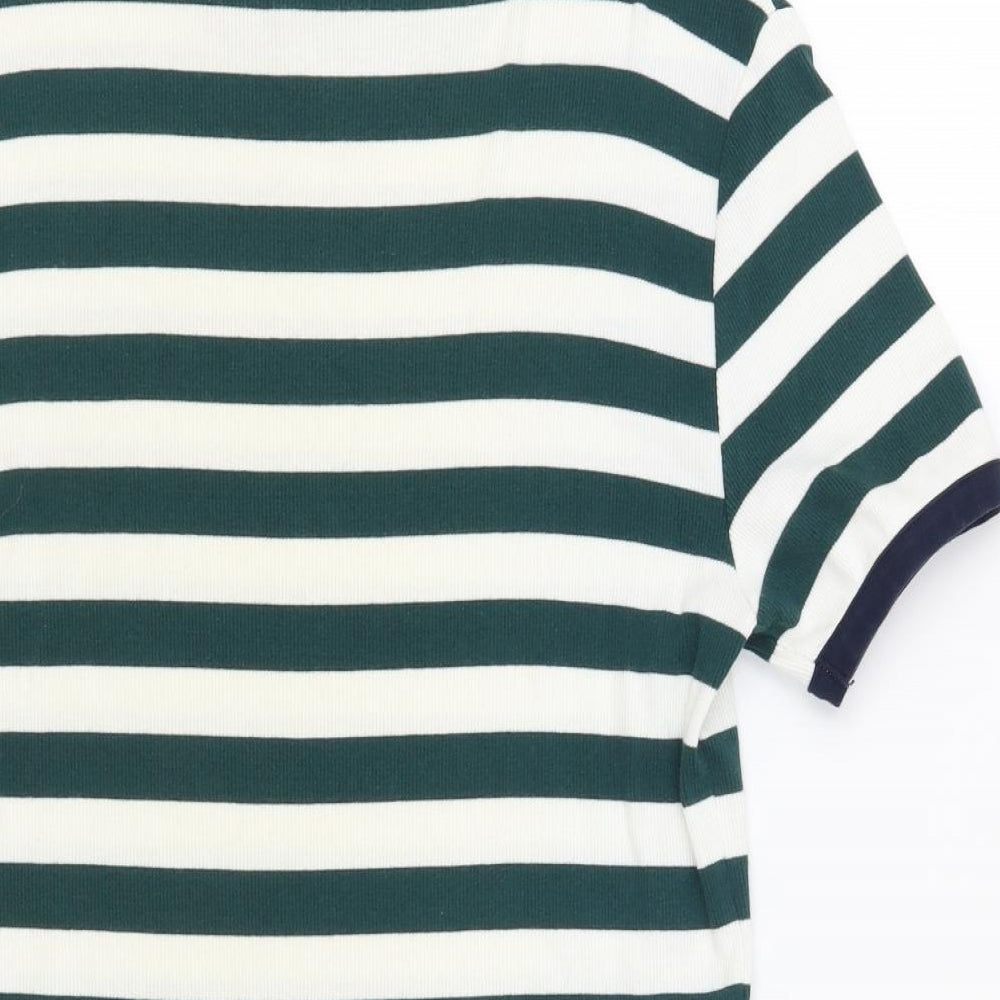 COLLUSION Mens White Striped Cotton T-Shirt Size M Crew Neck