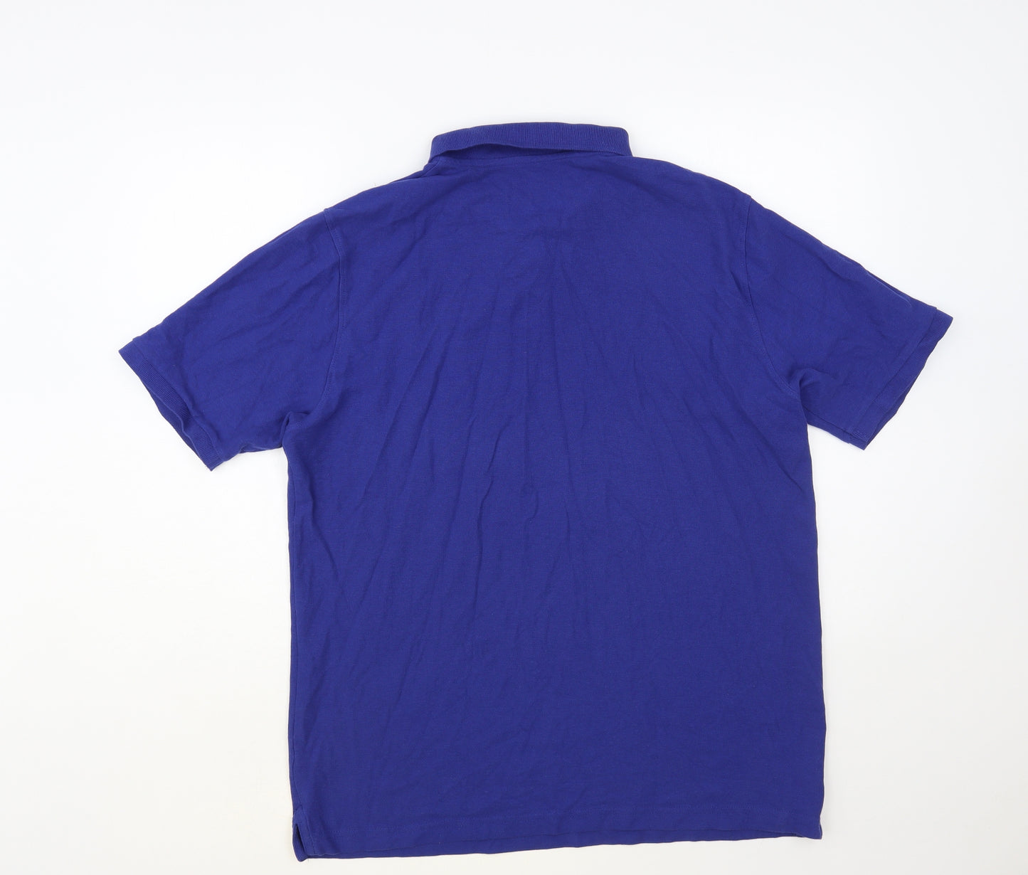 Dunnes Stores Mens Blue Cotton Polo Size L Collared Button