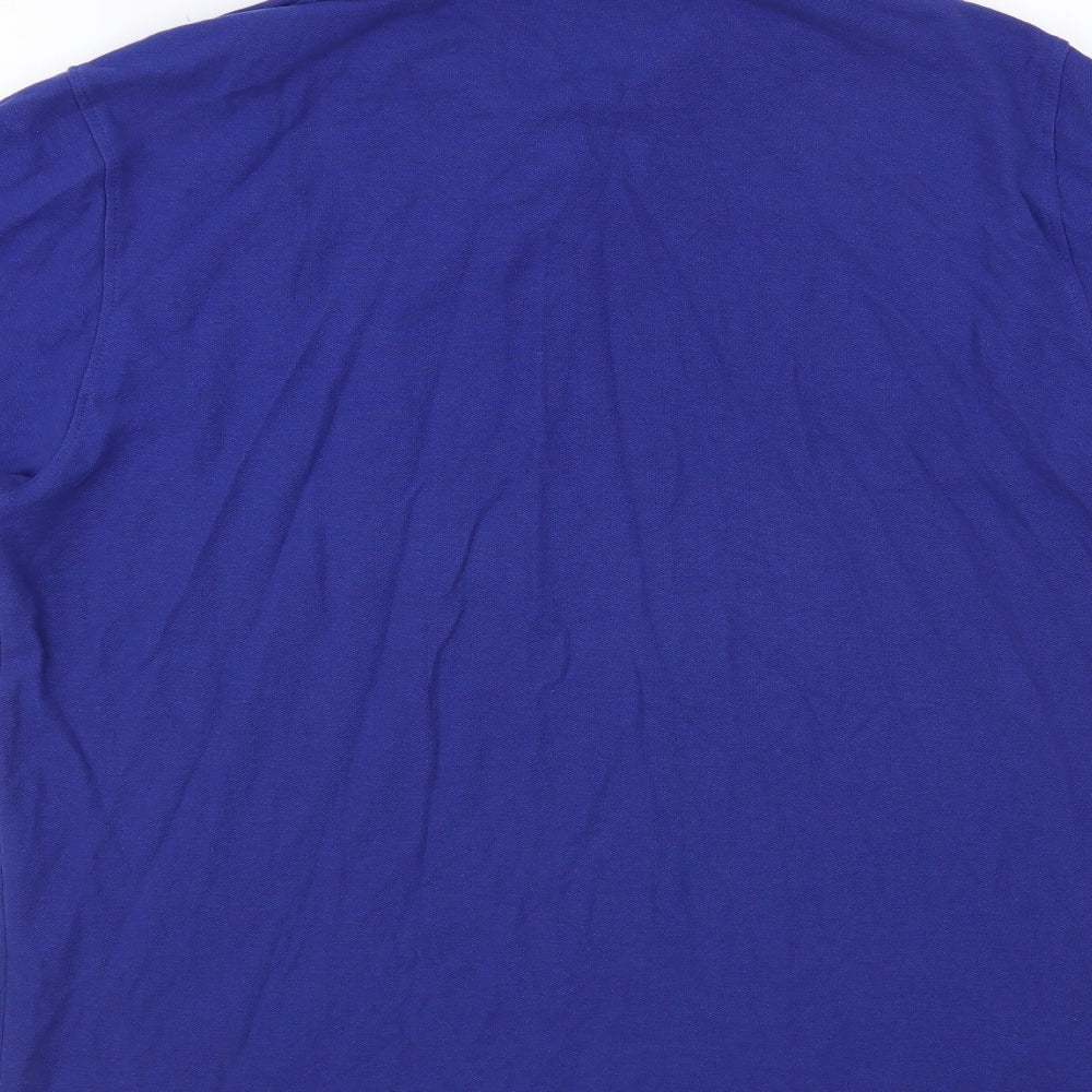 Dunnes Stores Mens Blue Cotton Polo Size L Collared Button