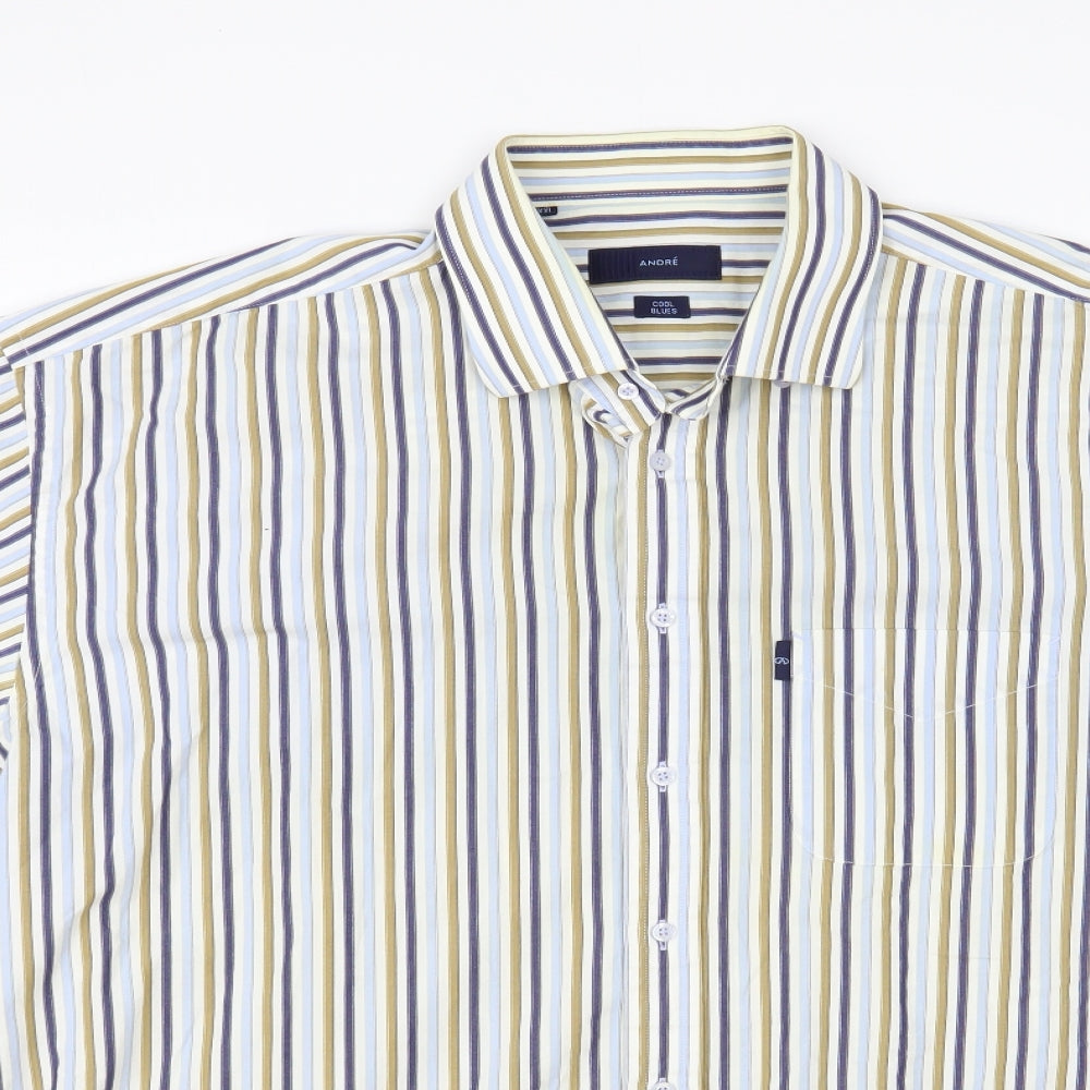 Andre Mens Multicoloured Striped Cotton Button-Up Size 2XL Collared Button