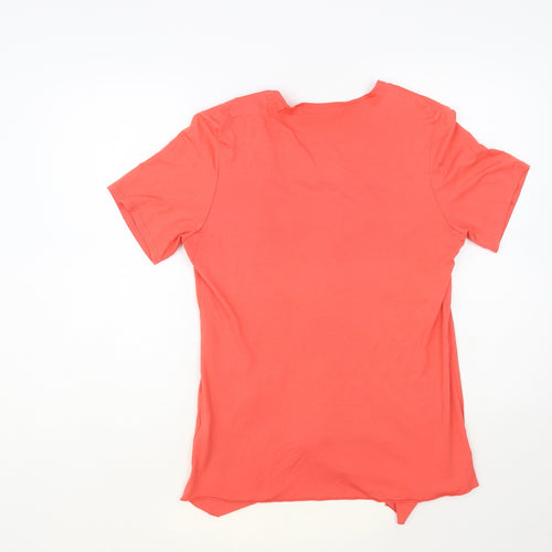 Gerard Womens Orange Geometric Viscose Basic Blouse Size 14 Round Neck