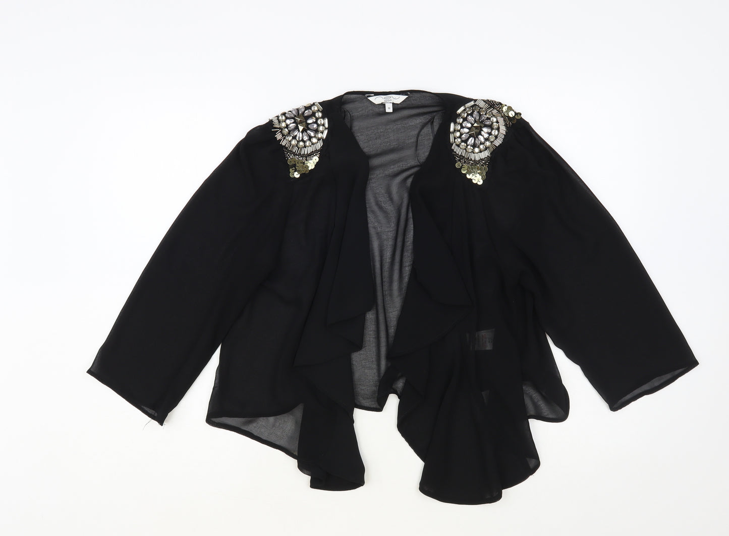 New Look Womens Black Polyester Kimono Blouse Size 16 V-Neck