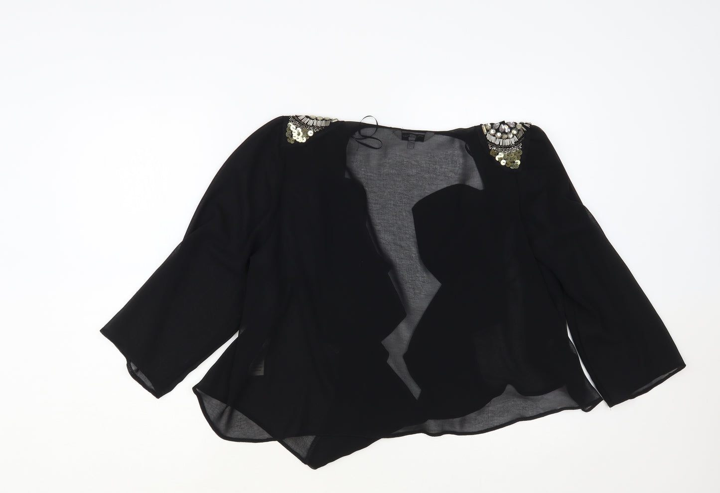 New Look Womens Black Polyester Kimono Blouse Size 16 V-Neck