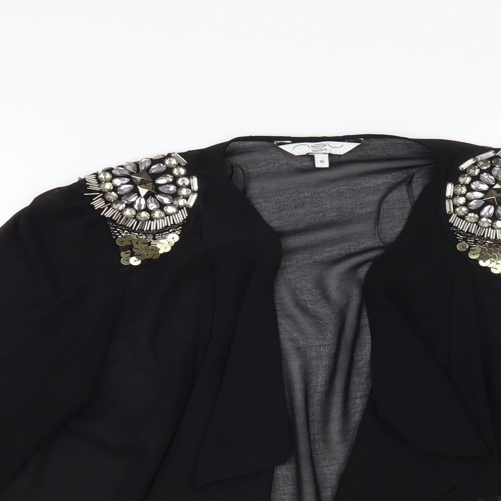 New Look Womens Black Polyester Kimono Blouse Size 16 V-Neck