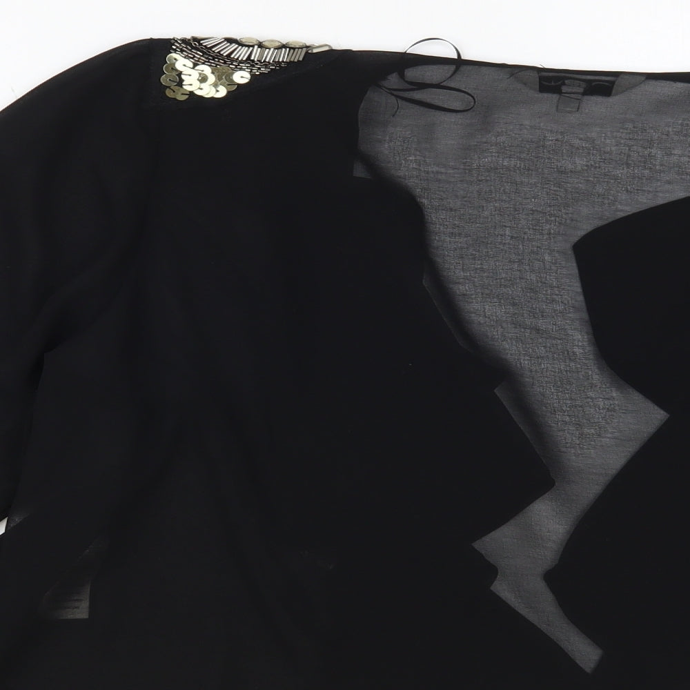 New Look Womens Black Polyester Kimono Blouse Size 16 V-Neck