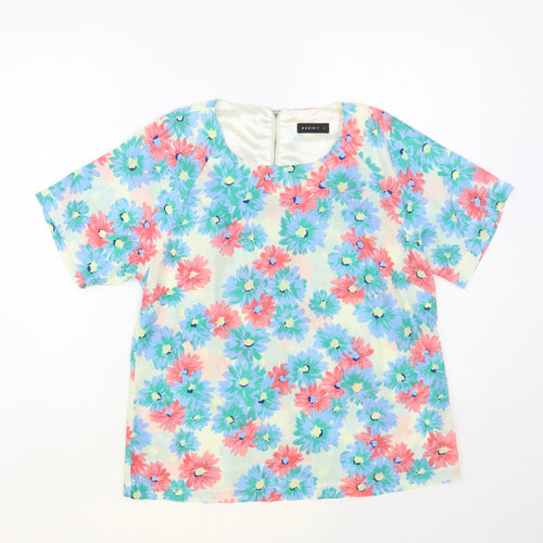Exhibit Womens Multicoloured Floral Polyester Basic Blouse Size 14 Round Neck