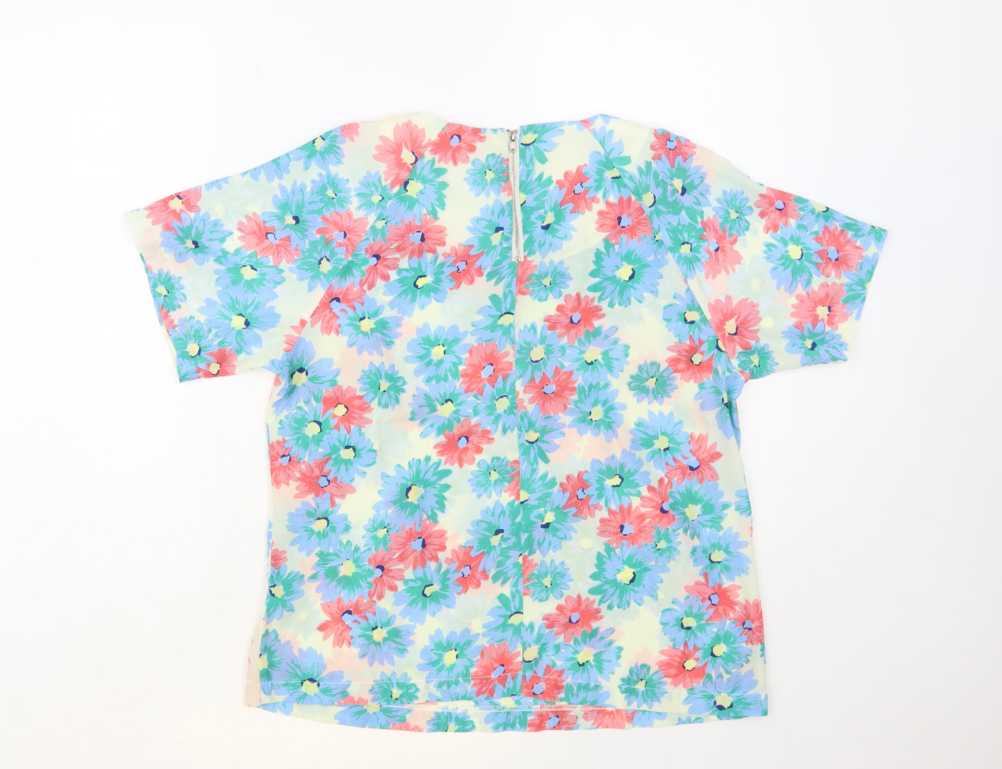 Exhibit Womens Multicoloured Floral Polyester Basic Blouse Size 14 Round Neck