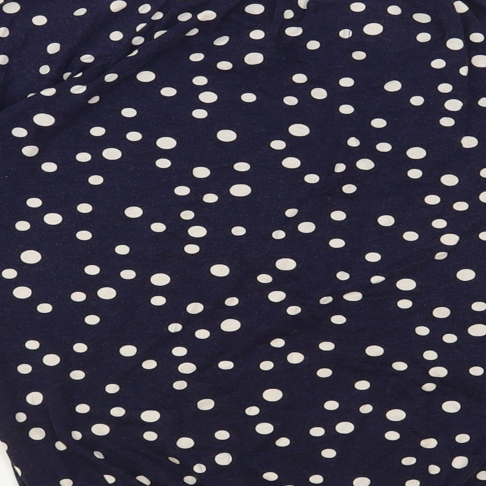 Dunnes Stores Womens Blue Polka Dot Cotton Basic T-Shirt Size 14 Boat Neck