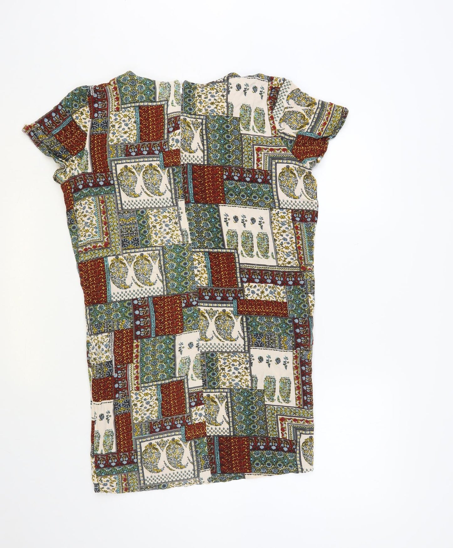 Glamorous Womens Multicoloured Paisley Viscose Tunic Blouse Size 14 Boat Neck