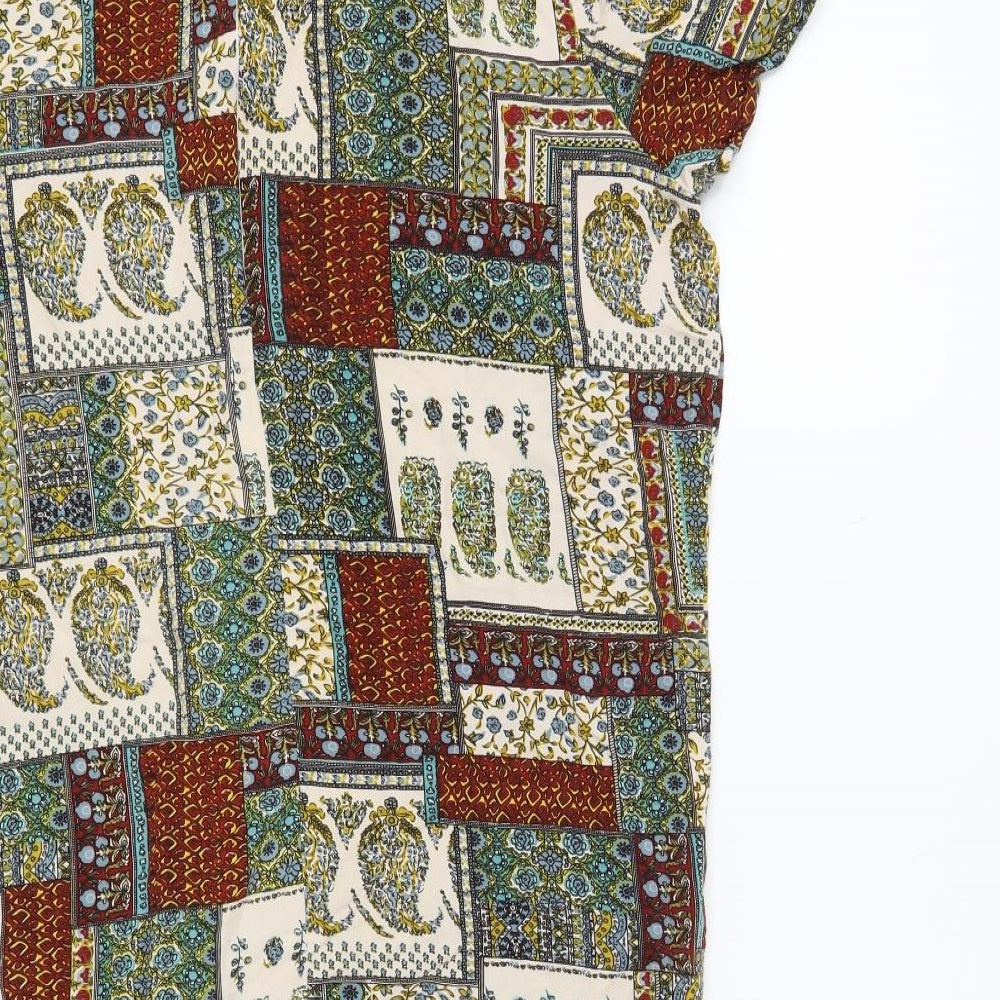 Glamorous Womens Multicoloured Paisley Viscose Tunic Blouse Size 14 Boat Neck