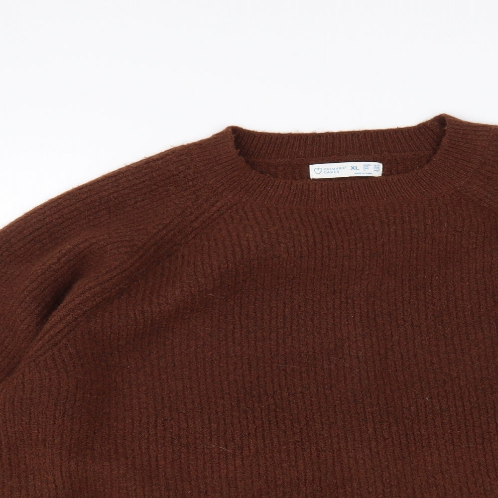Primark Womens Brown Crew Neck Polyester Pullover Jumper Size 18