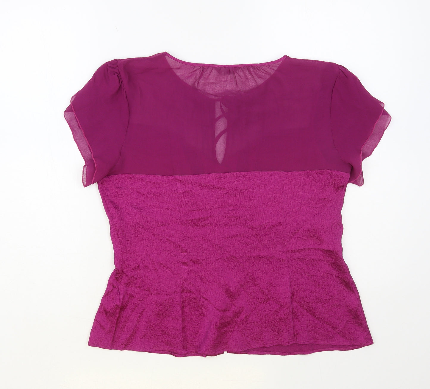 South Womens Pink Silk Basic Blouse Size 16 Round Neck