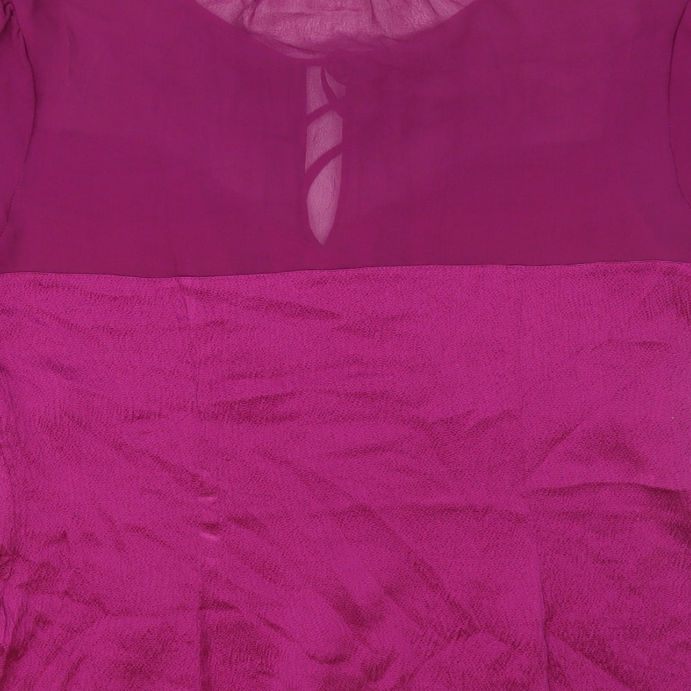 South Womens Pink Silk Basic Blouse Size 16 Round Neck