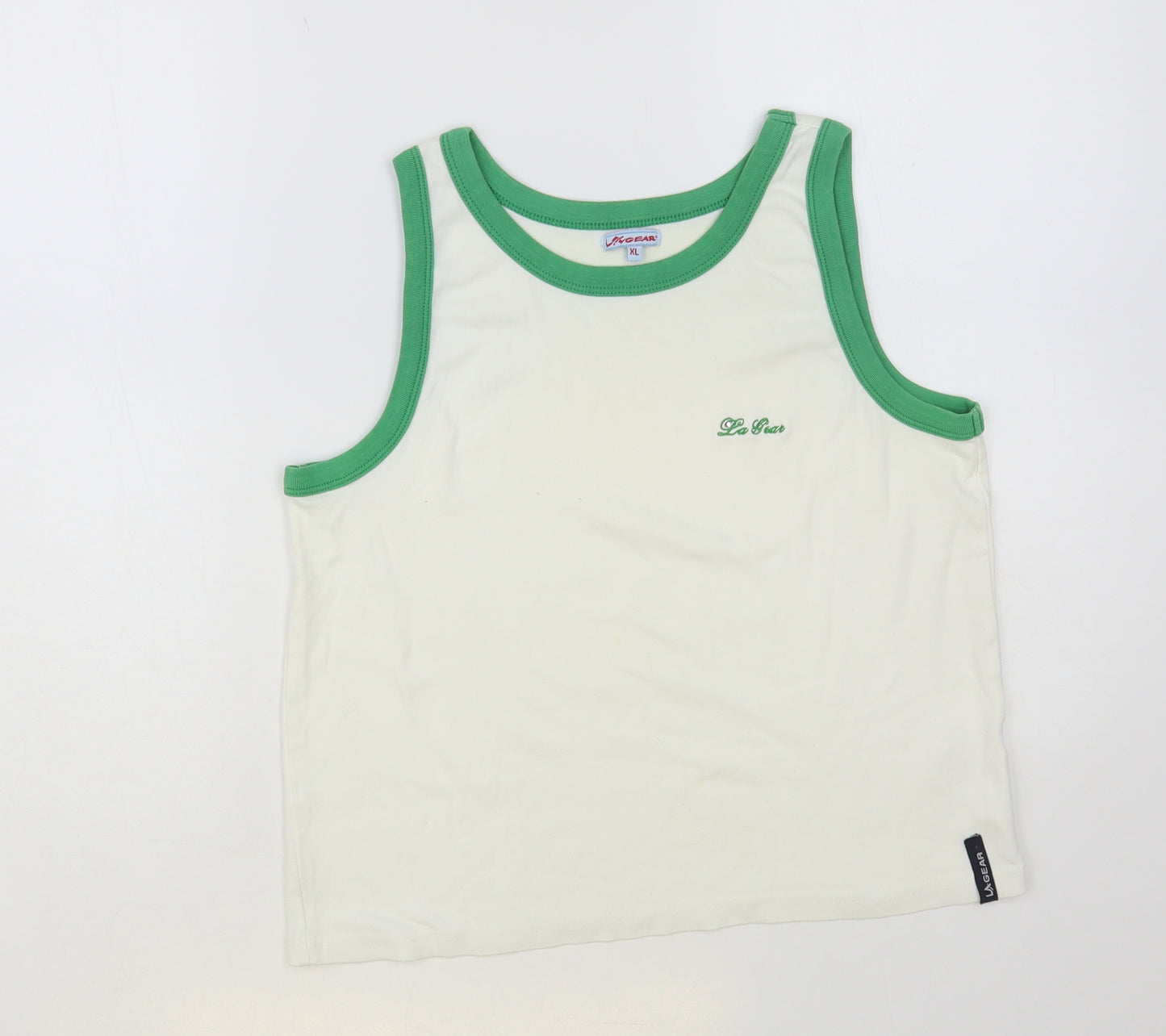 LA Gear Womens White Cotton Basic Tank Size XL Round Neck