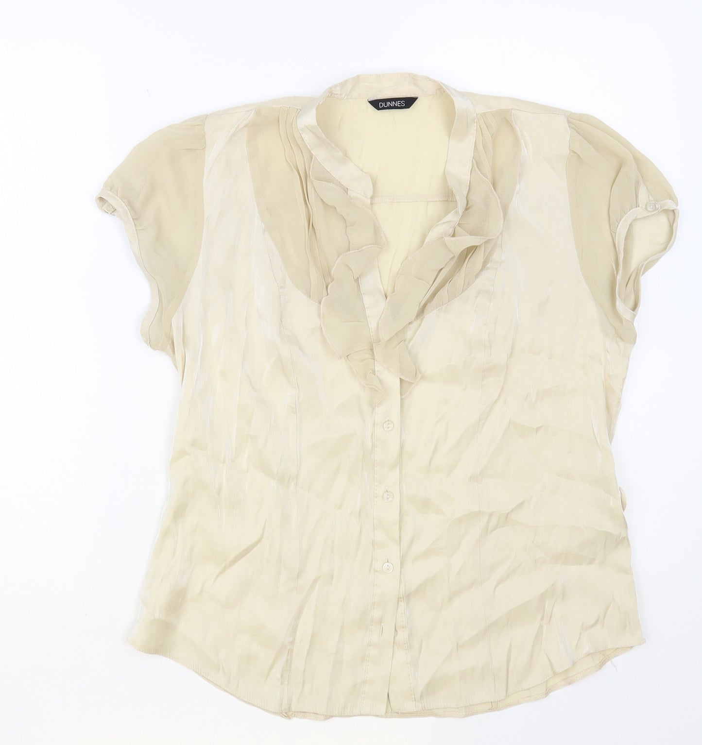 Dunnes Stores Womens Beige Viscose Basic Button-Up Size 16 V-Neck