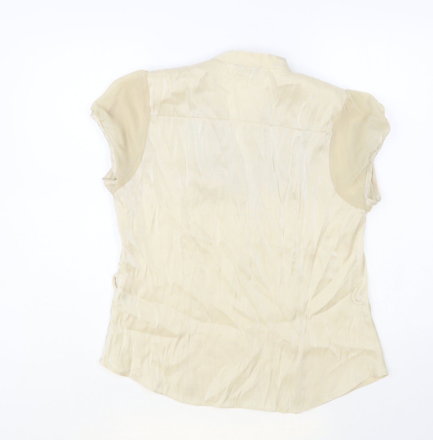 Dunnes Stores Womens Beige Viscose Basic Button-Up Size 16 V-Neck