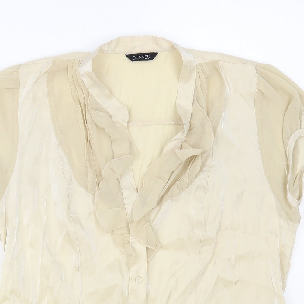 Dunnes Stores Womens Beige Viscose Basic Button-Up Size 16 V-Neck