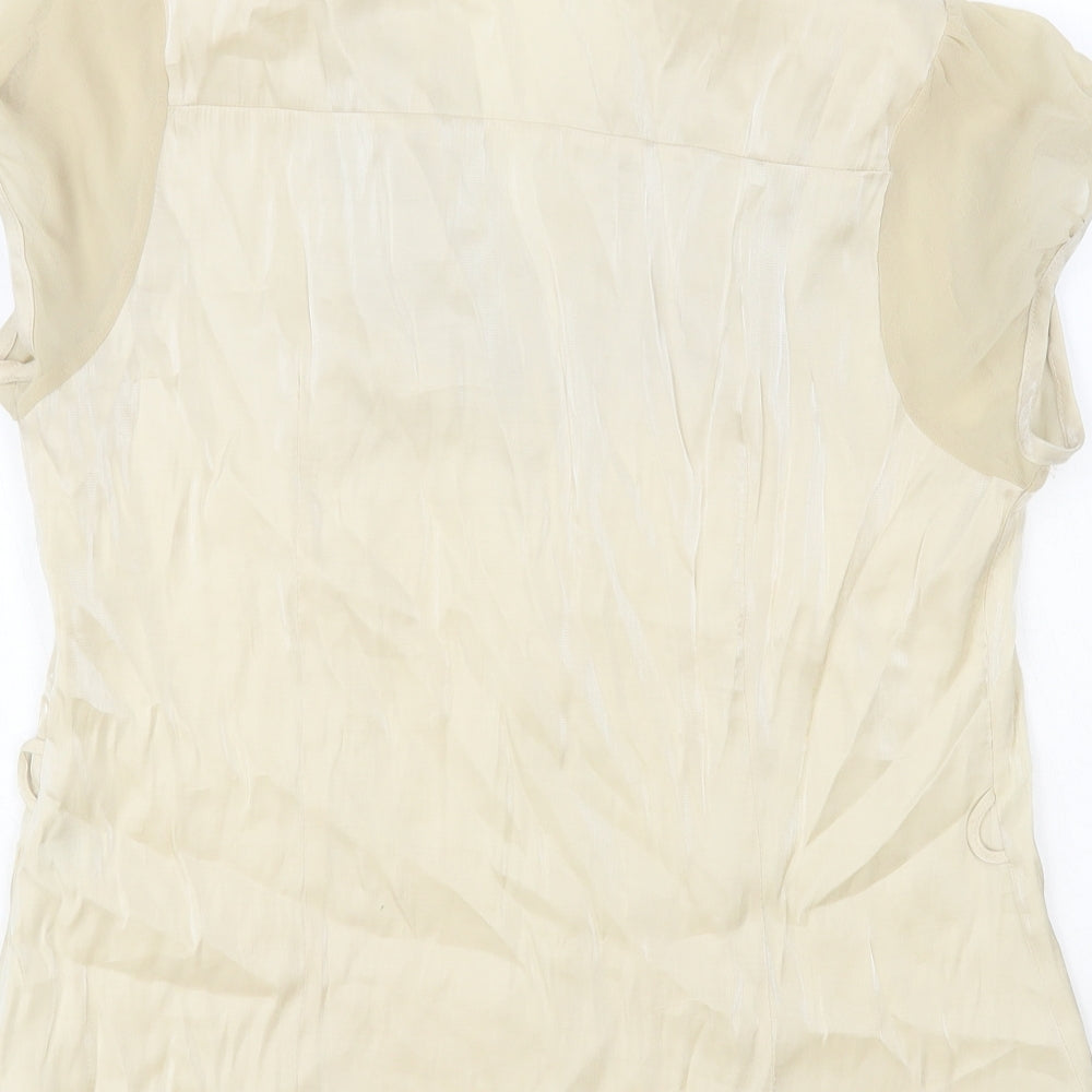Dunnes Stores Womens Beige Viscose Basic Button-Up Size 16 V-Neck