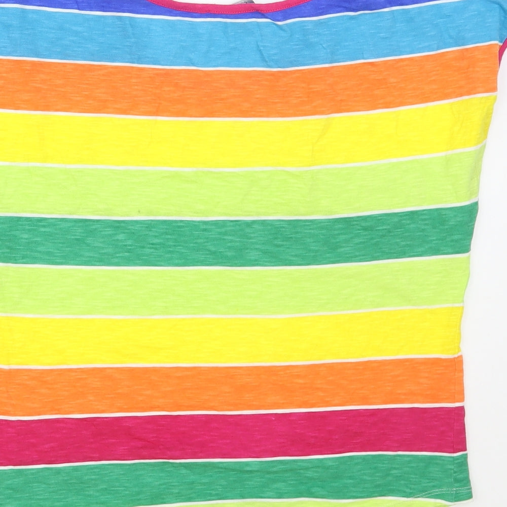George Womens Multicoloured Striped Cotton Basic T-Shirt Size 10 Round Neck - Tie Front