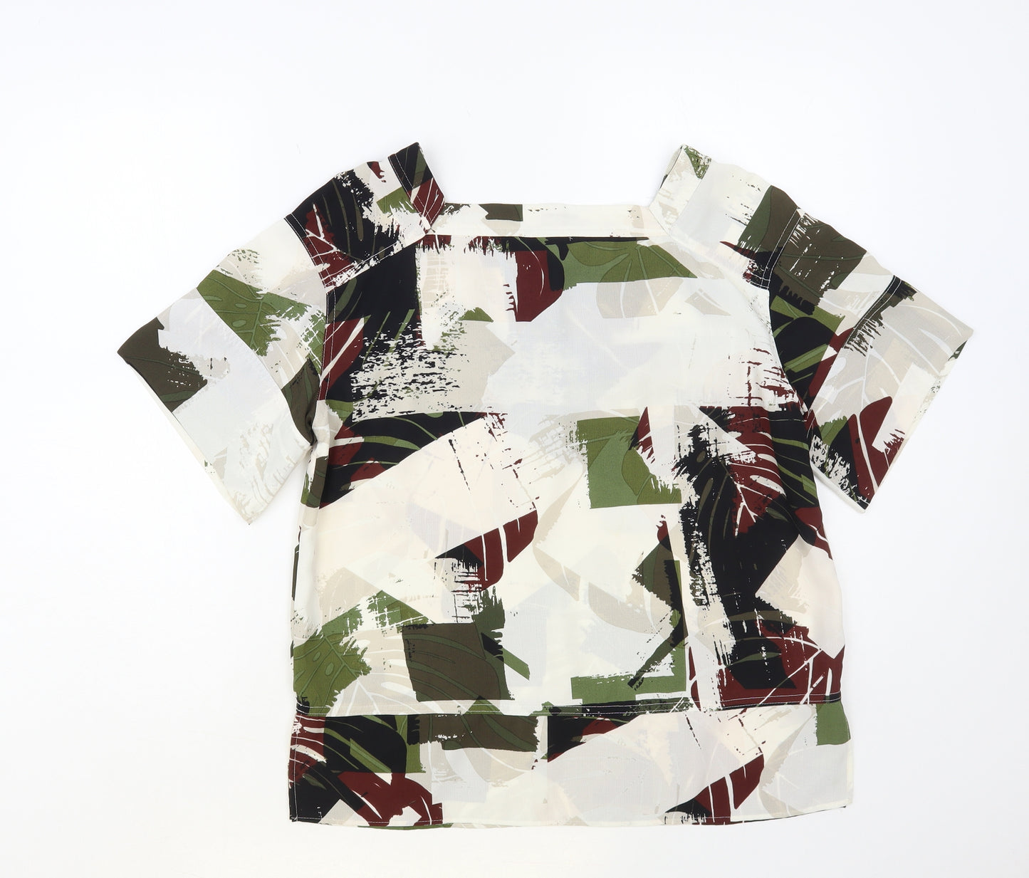 NEXT Womens Multicoloured Geometric Polyester Basic Blouse Size 12 Square Neck