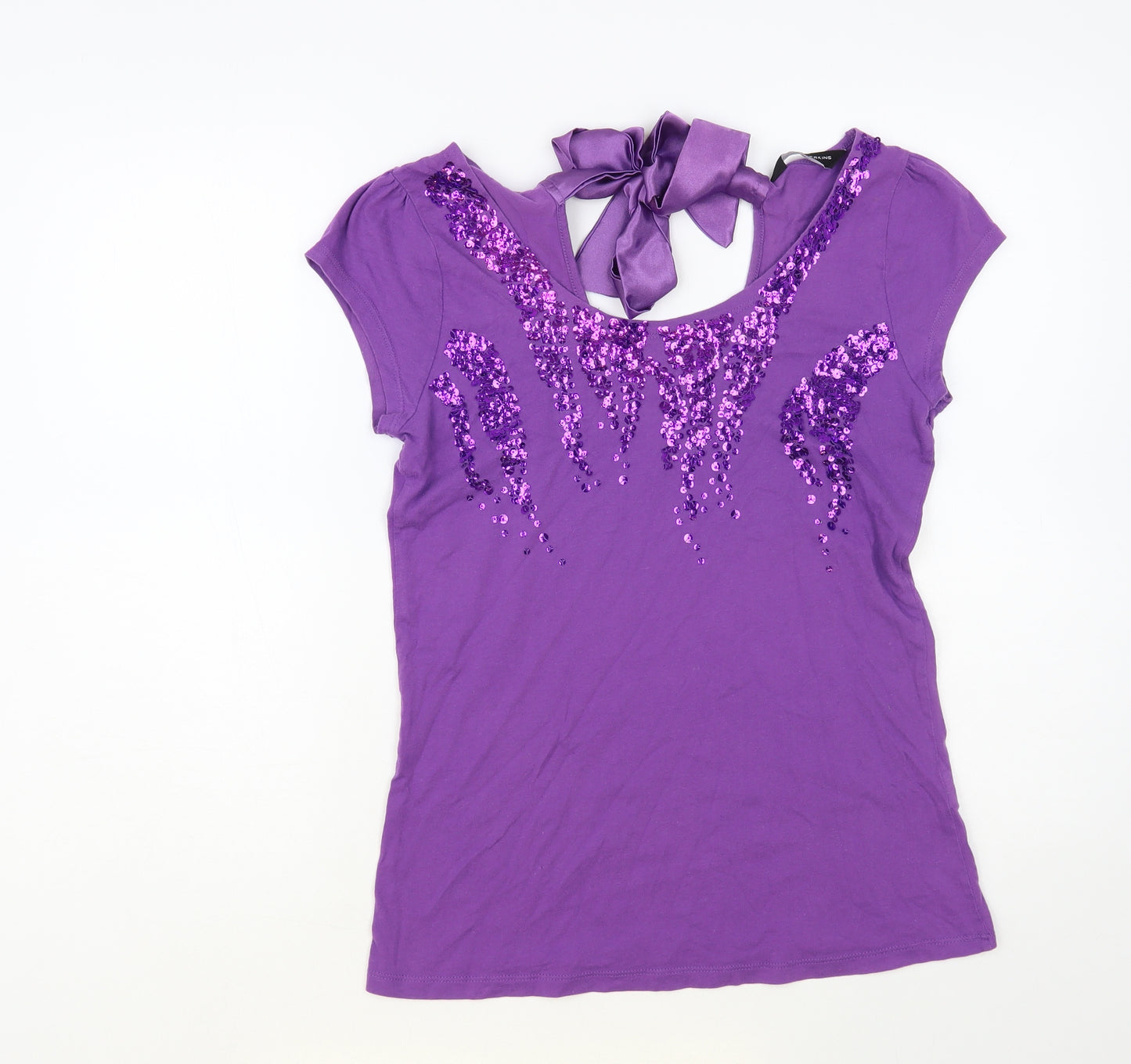 Dorothy Perkins Womens Purple Cotton Basic T-Shirt Size 16 Scoop Neck