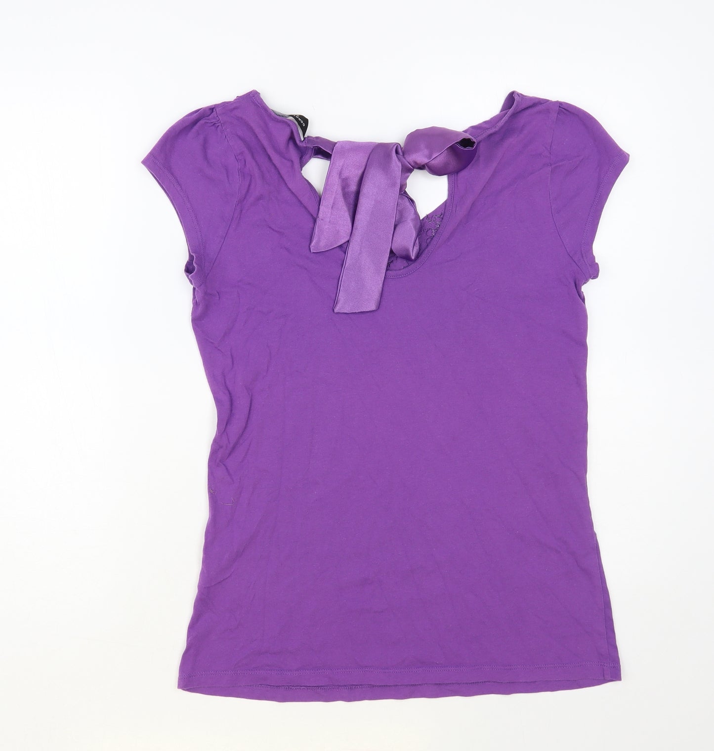 Dorothy Perkins Womens Purple Cotton Basic T-Shirt Size 16 Scoop Neck