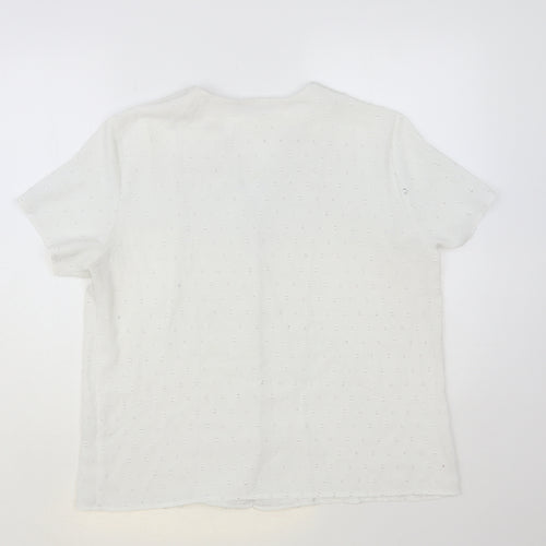 SheIn Womens White Polyester Basic Button-Up Size XL V-Neck