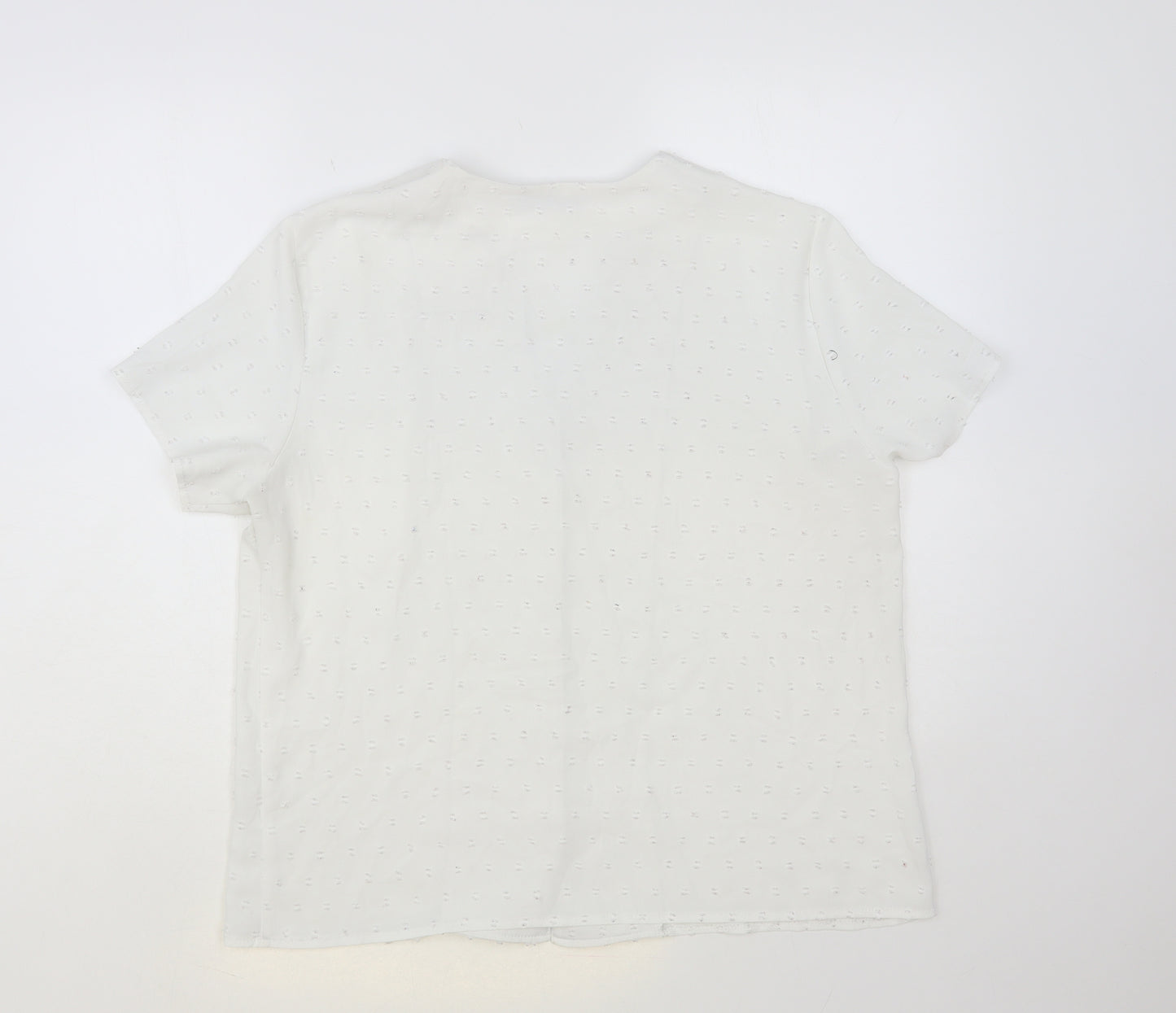 SheIn Womens White Polyester Basic Button-Up Size XL V-Neck