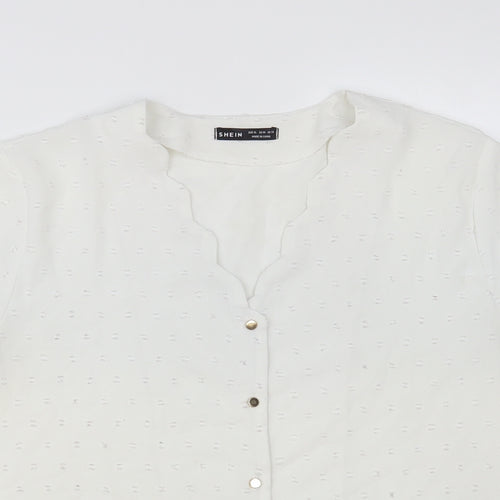 SheIn Womens White Polyester Basic Button-Up Size XL V-Neck