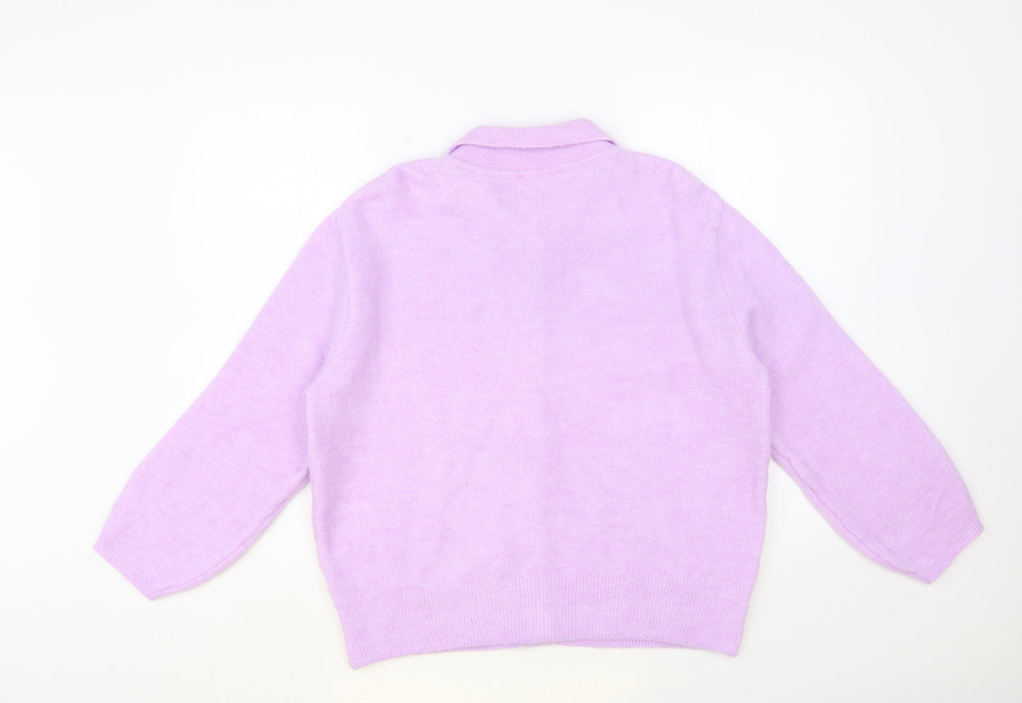 Preworn Womens Purple Collared Acrylic Cardigan Jumper Size L