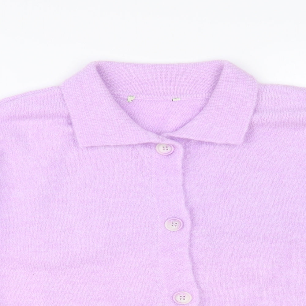 Preworn Womens Purple Collared Acrylic Cardigan Jumper Size L