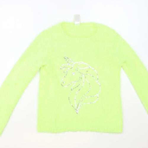 C&A Womens Green Crew Neck Polyester Pullover Jumper Size 10 - Unicorn