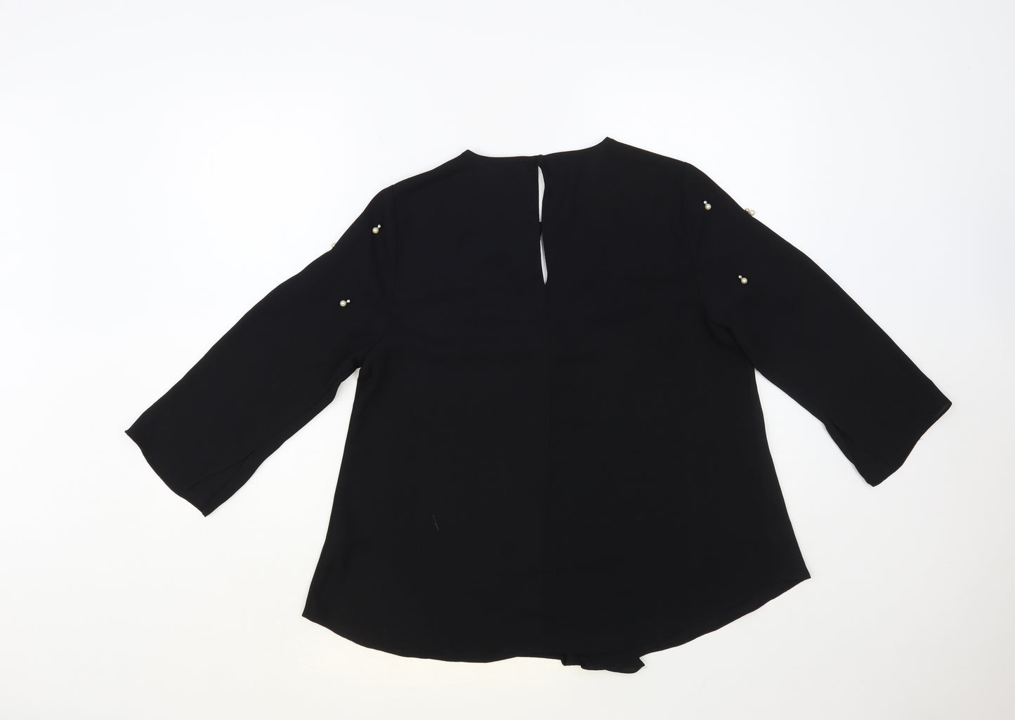 River Island Womens Black Polyester Basic Blouse Size 10 Round Neck