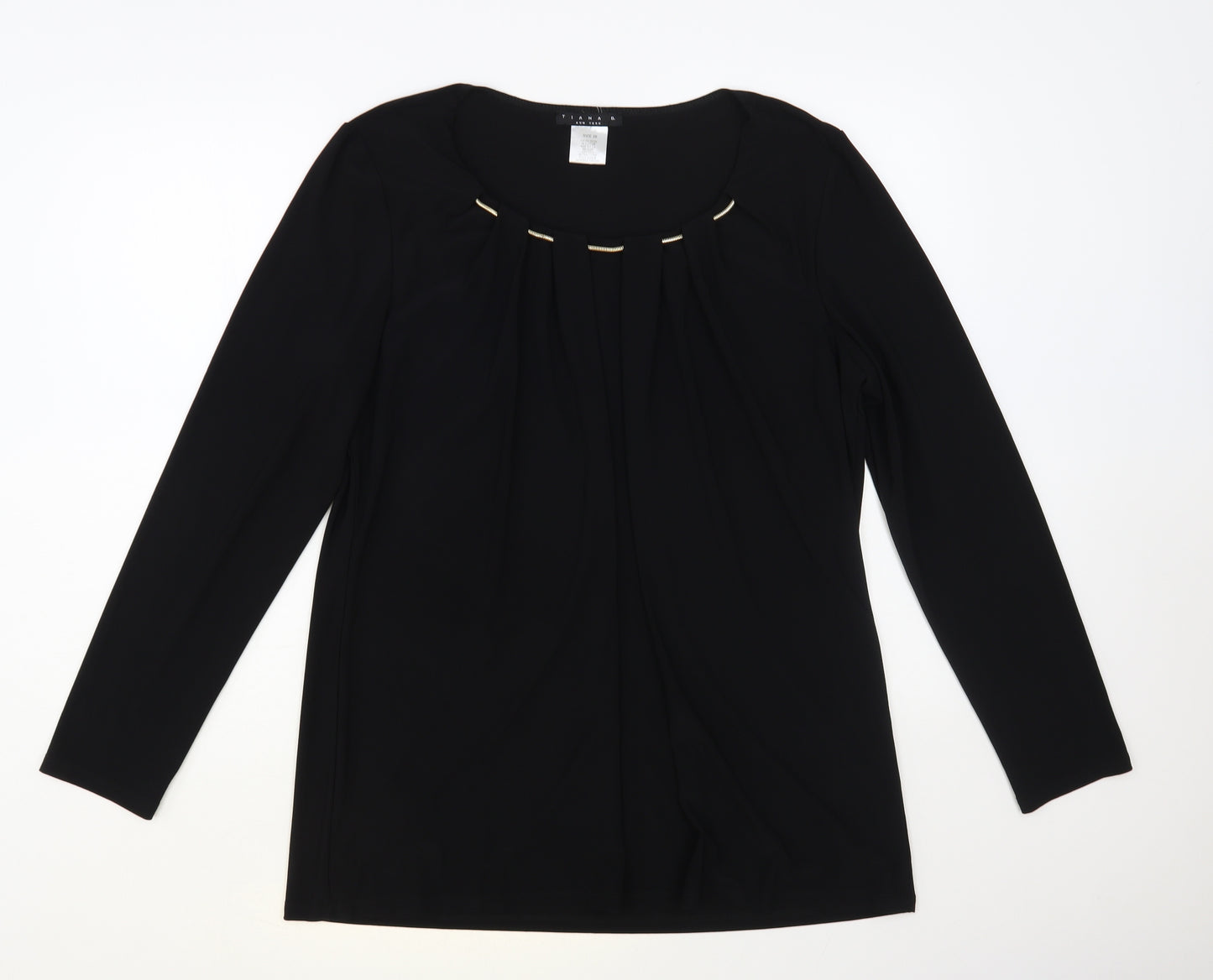 Tiana Womens Black Polyester Basic Blouse Size 20 Boat Neck - Embellished Neckline