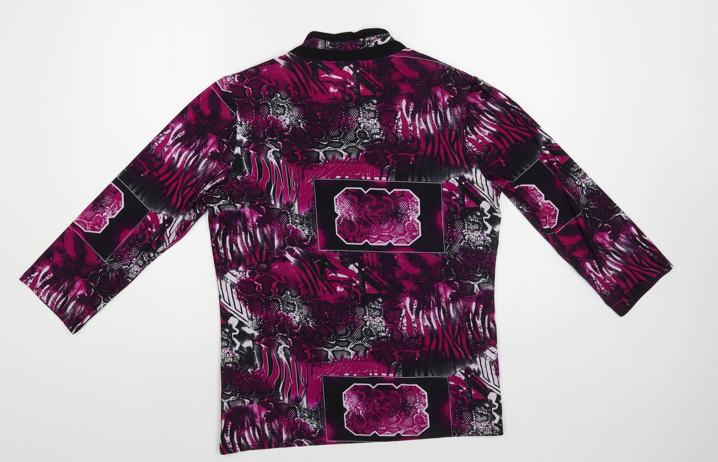 Gerard Womens Purple Geometric Polyester Basic Blouse Size 14 Round Neck