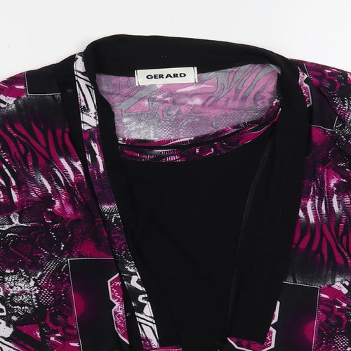 Gerard Womens Purple Geometric Polyester Basic Blouse Size 14 Round Neck