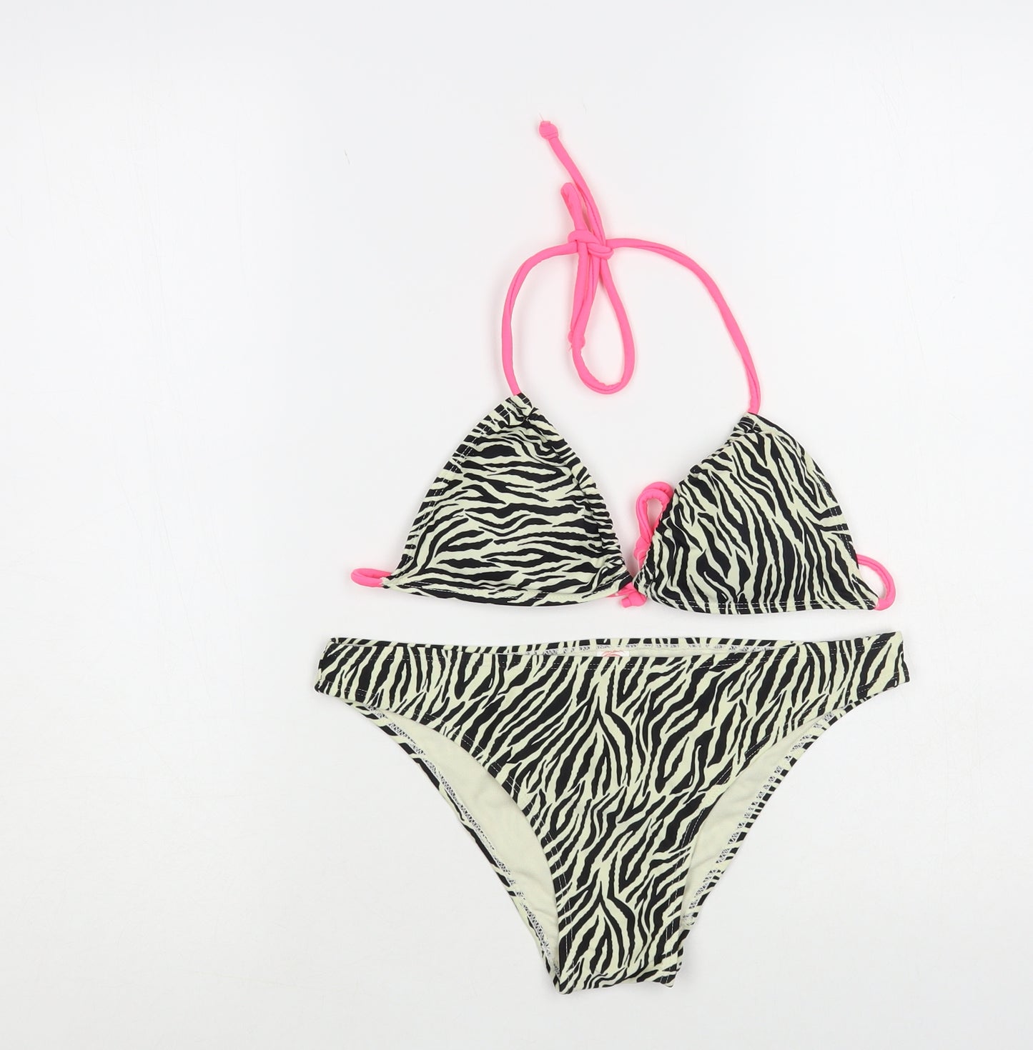 Ocean Club Womens Ivory Animal Print Nylon Bikini Size 12