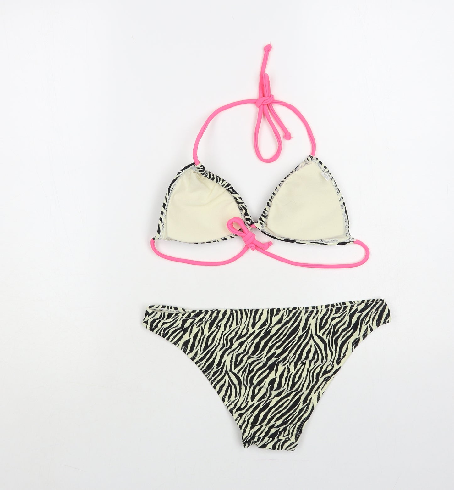 Ocean Club Womens Ivory Animal Print Nylon Bikini Size 12