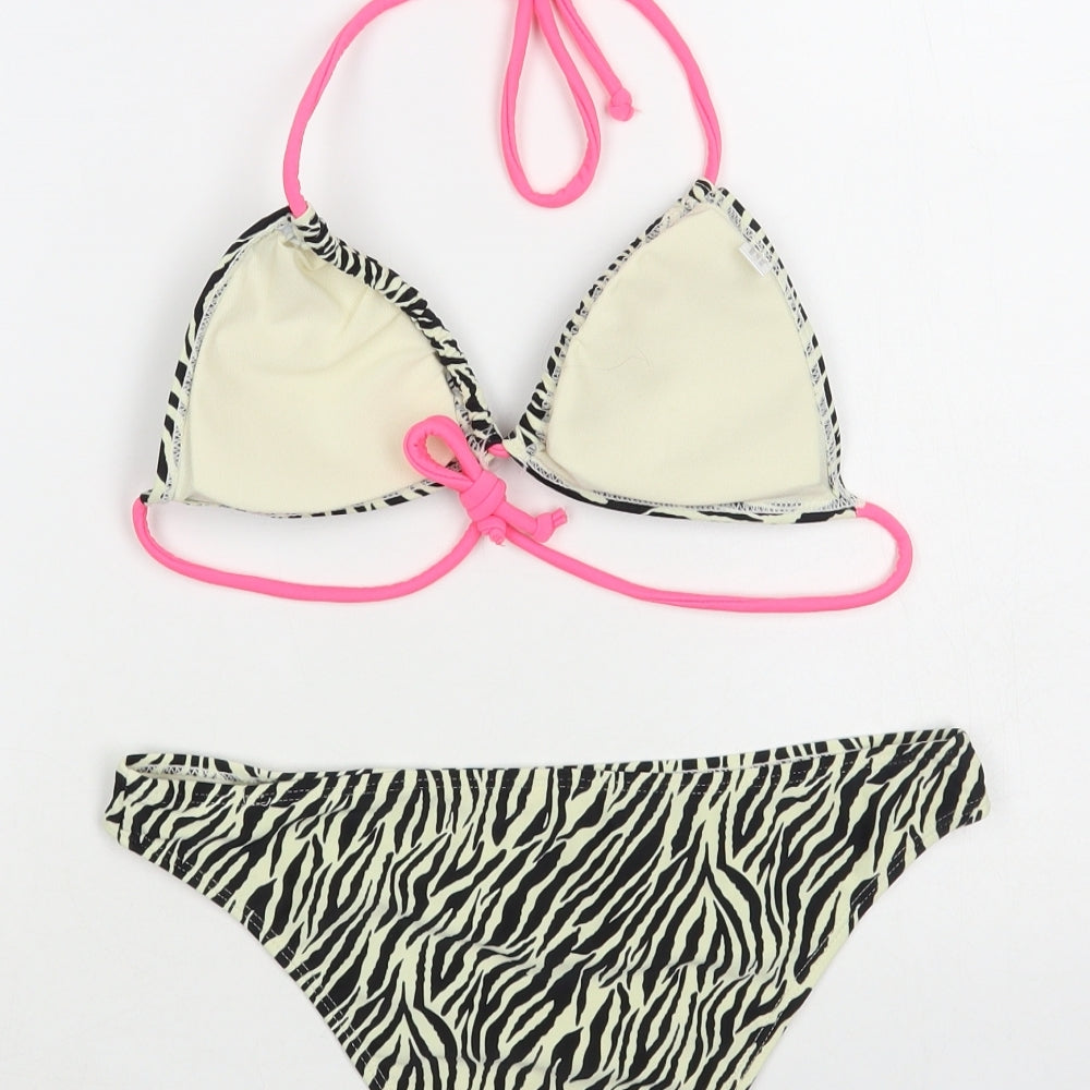 Ocean Club Womens Ivory Animal Print Nylon Bikini Size 12