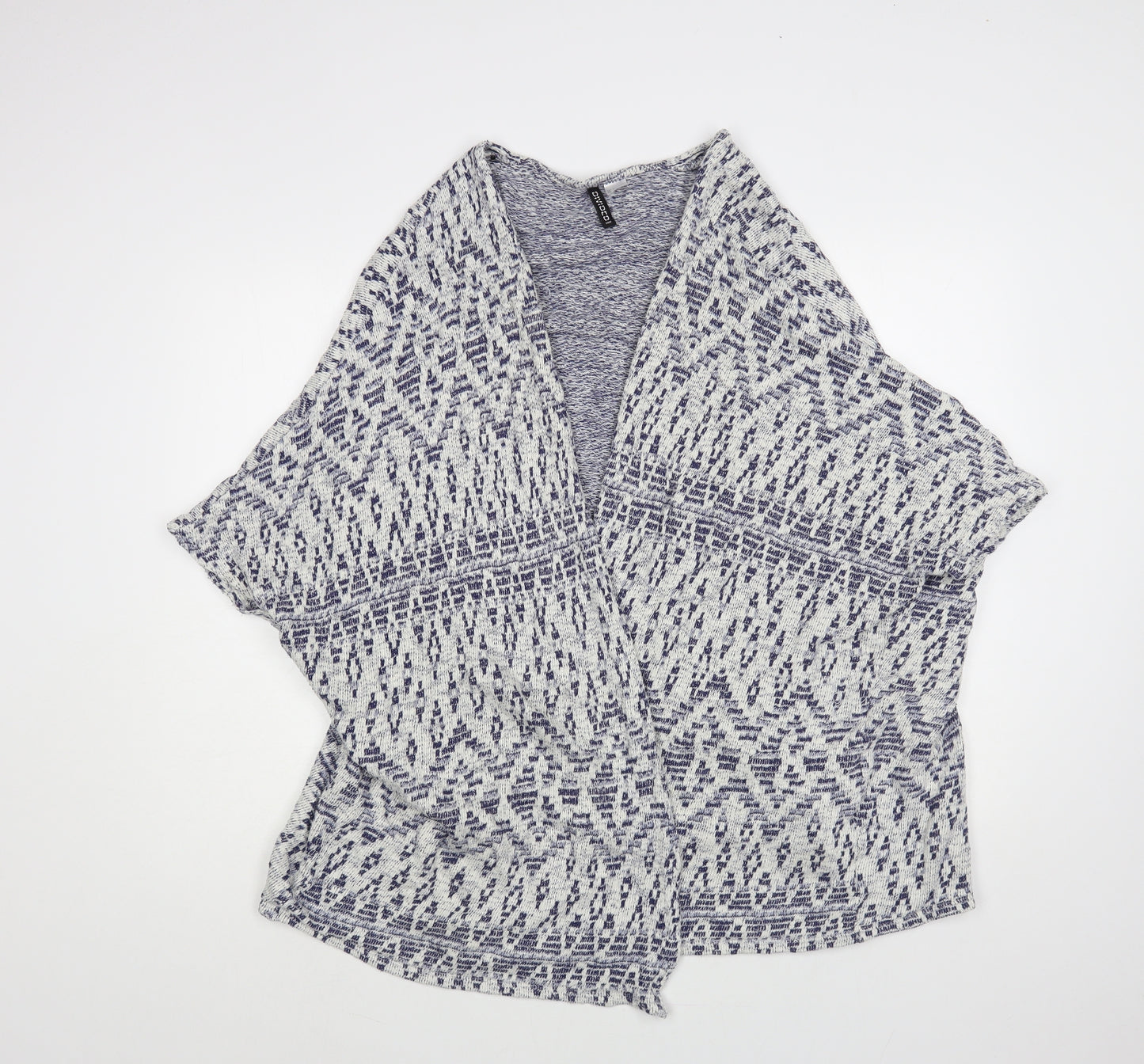 H&M Womens Blue V-Neck Geometric Cotton Cardigan Jumper Size S